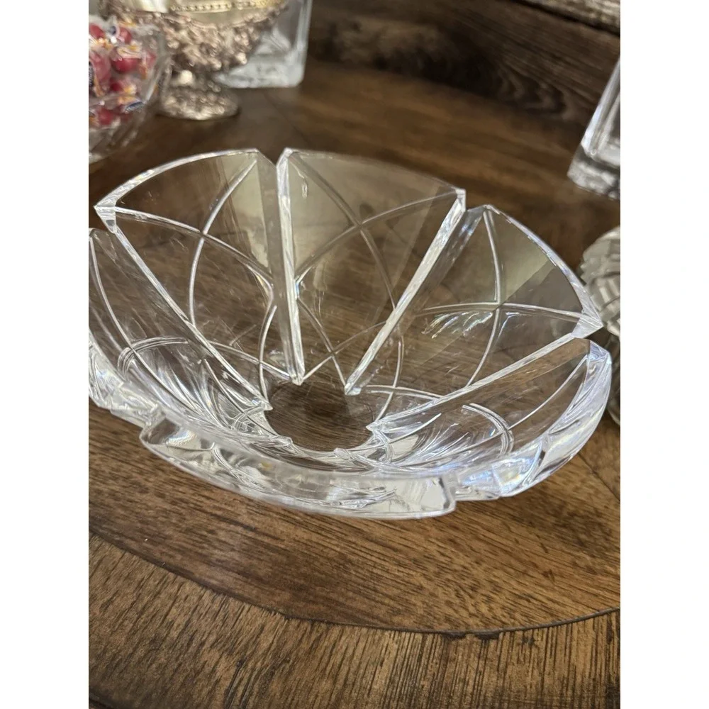 ORREFORS Swedish‎ Signed Crystal Bowl Crass Hatched Thick. Beautiful Vintage
